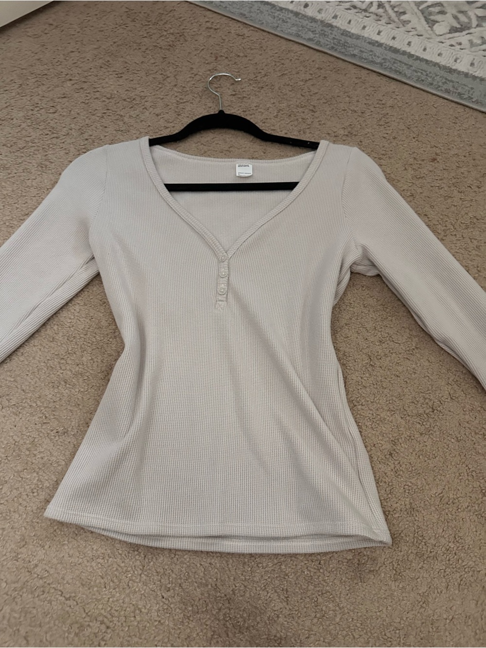 Hollister Cream Ribbed Long Sleeve Henley